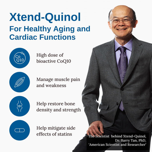 Front and side view of Xtend-Quinol bottle