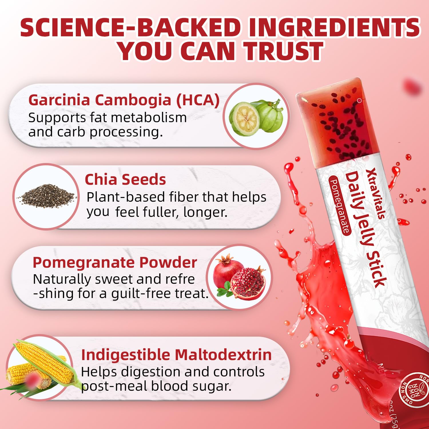 Ingredients: chia seeds, collagen, probiotics, calcium
