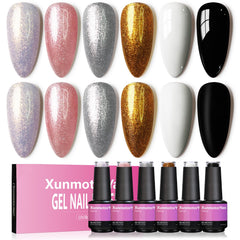 XunmotorYao gel nail polish set white finish for versatile DIY manicures.