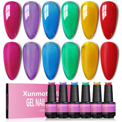 XunmotorYao neon hot pink gel nail polish for bold at-home manicures.