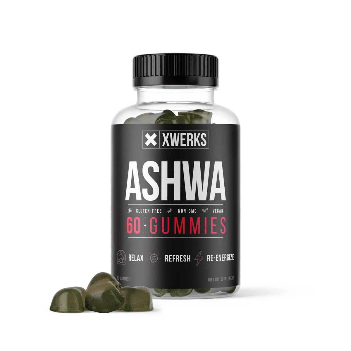 XWERKS Ashwagandha Gummies bottle with 60 count label