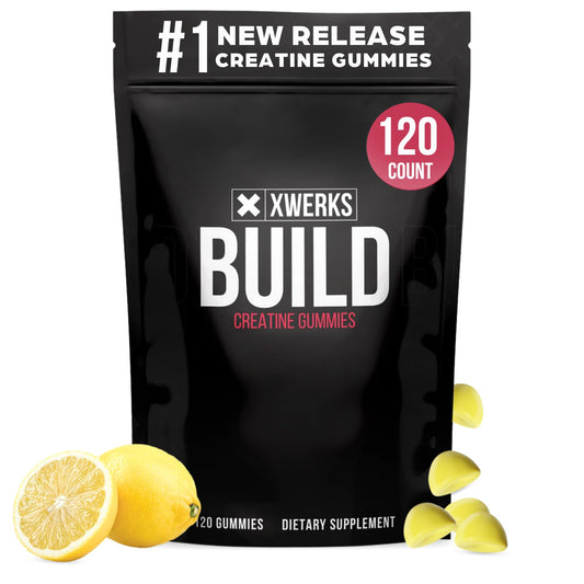 Xwerks Build Creatine Gummies Lemon flavor bottle front