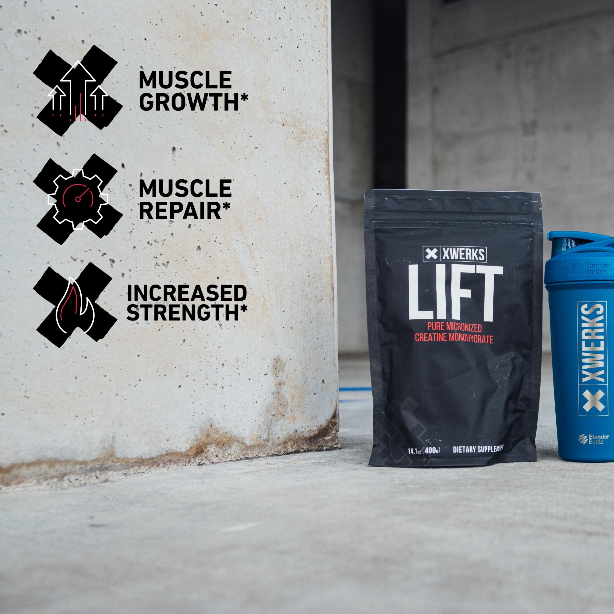 Athlete performing strength workout with creatine support
