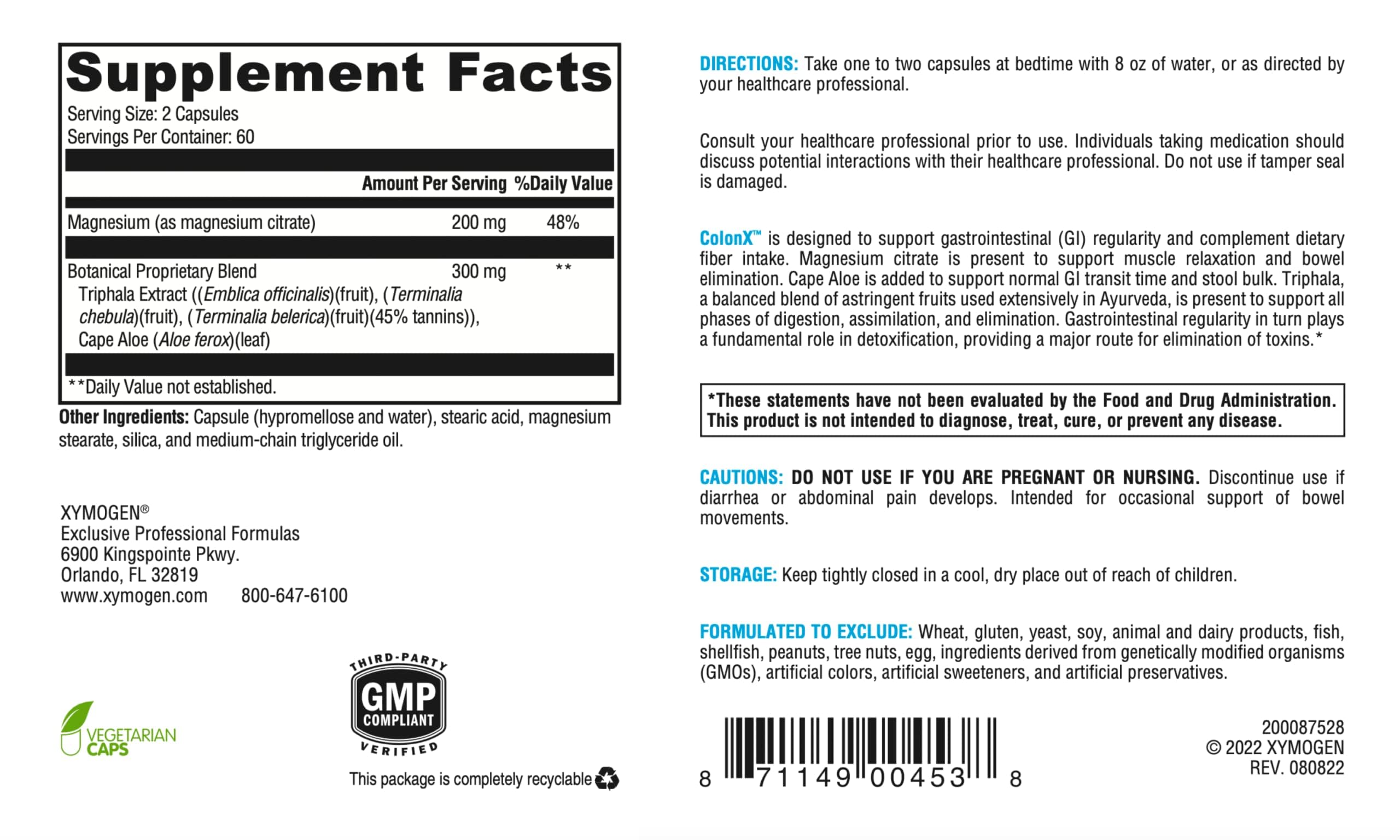 ColonX bottle containing 120 capsules