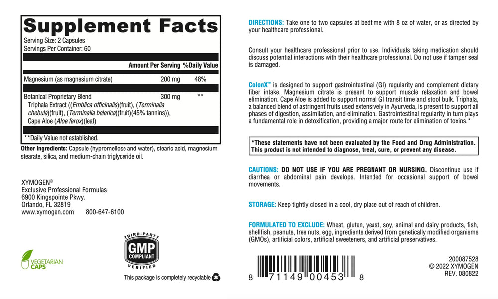 ColonX bottle containing 120 capsules