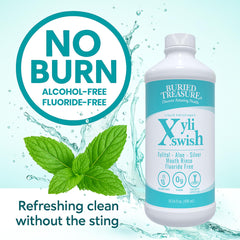 Close-up of Xyli Swish bottle showing peppermint flavor