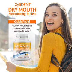 Close-up of XyliDENT tablets showing saliva-stimulating action