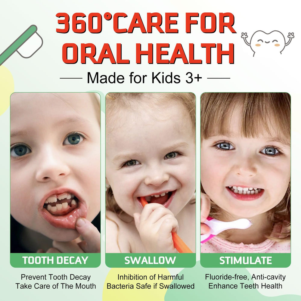 Contains xylitol and fruit extracts in kids toothpaste