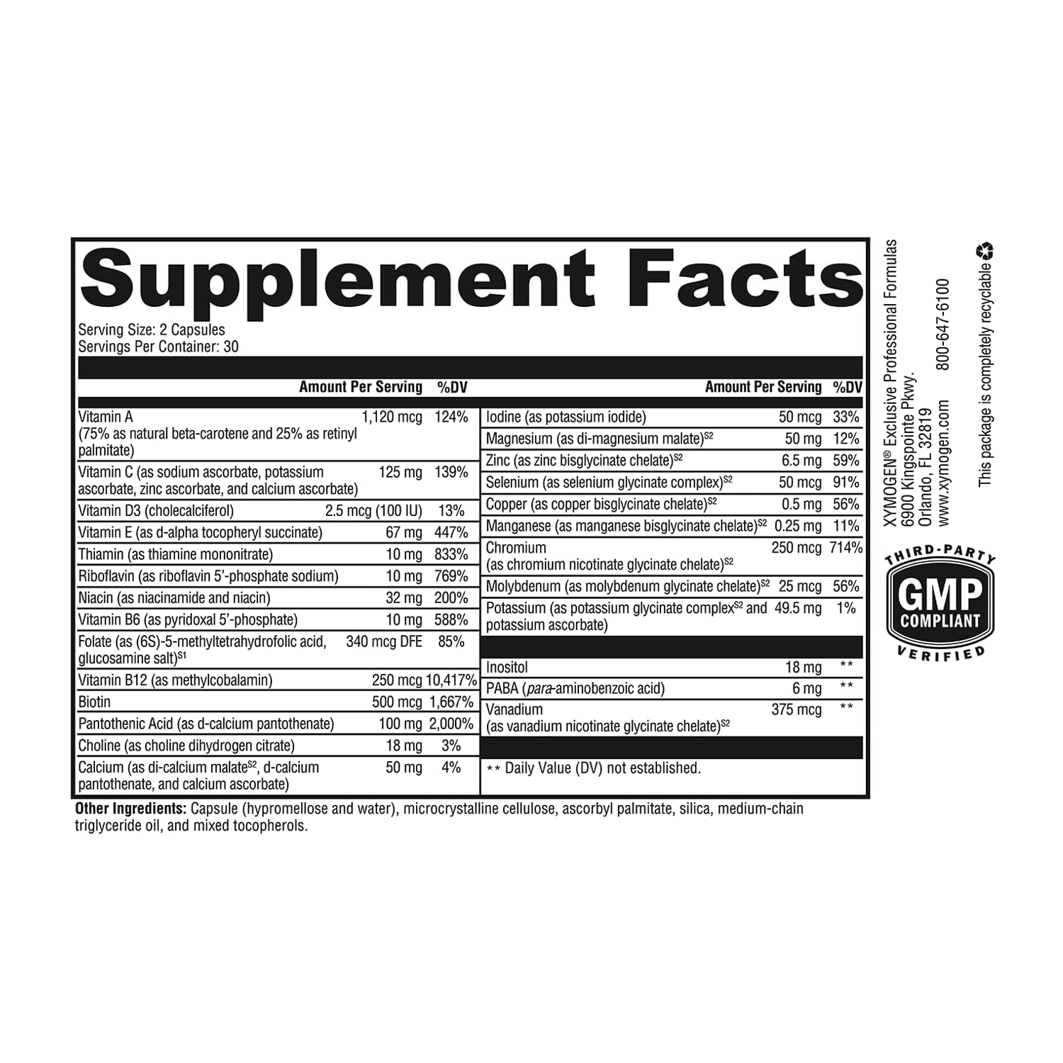 Closeup of chelated minerals and premium vitamins