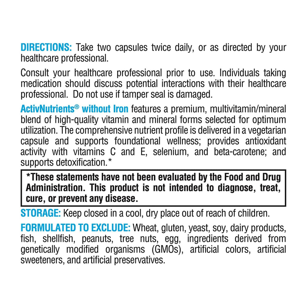 Antioxidant support with vitamins C and E, selenium, beta carotene