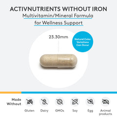 Close-up of capsules from XYMOGEN ActivNutrients Without Iron