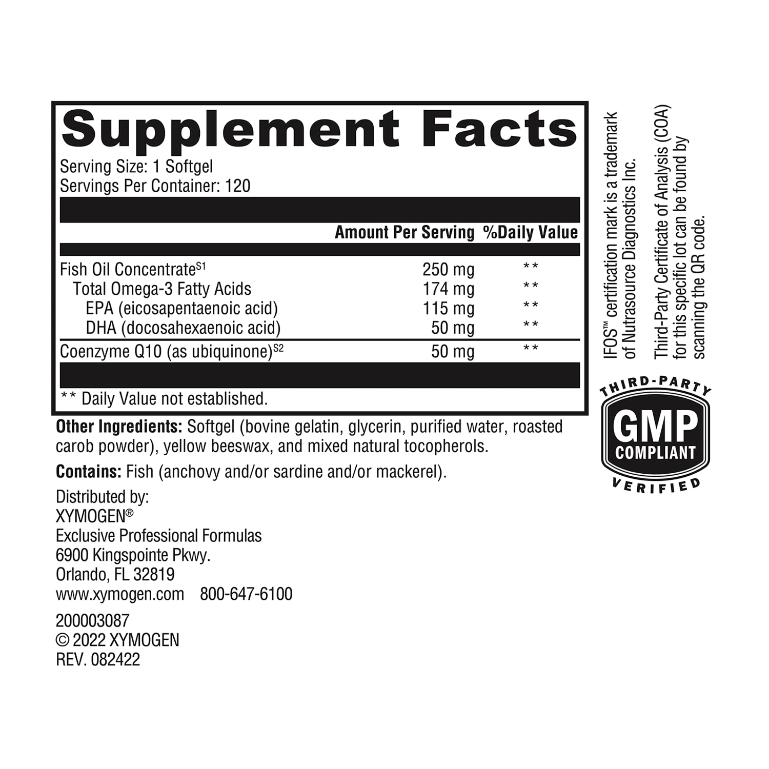 IFOS five-star certification on CoQmax Omega 50 mg packaging