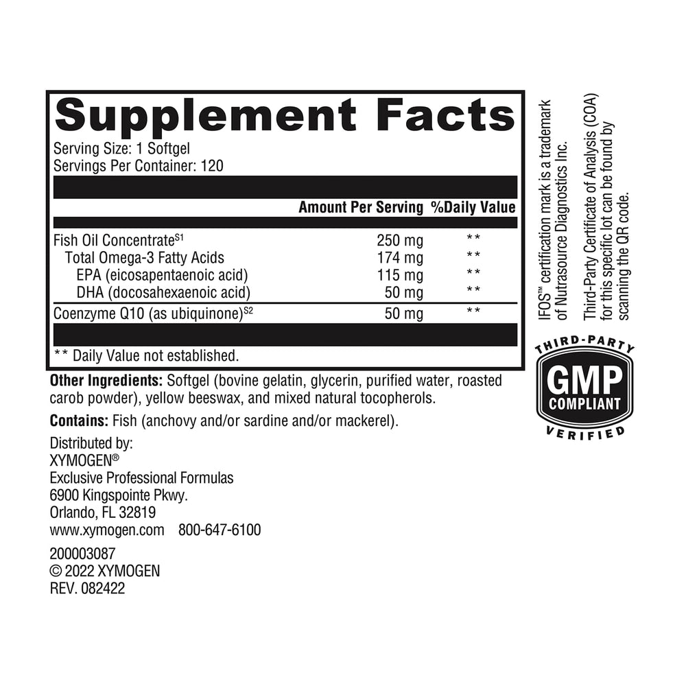 IFOS five-star certification on CoQmax Omega 50 mg packaging
