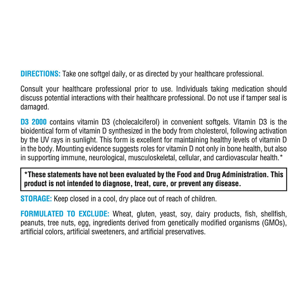 Side view of XYMOGEN D3 2000 bottle
