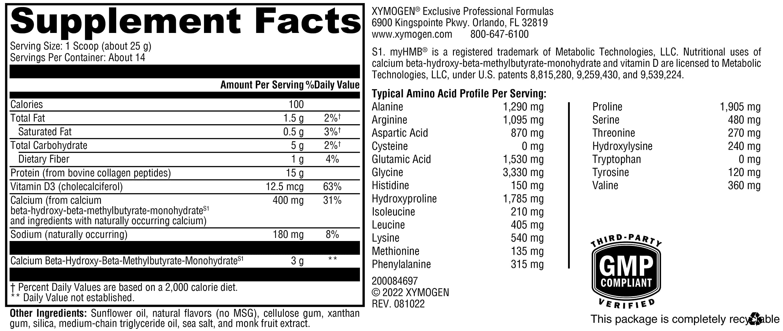 Close-up of vanilla collagen peptides with HMB and Vitamin D3 labels