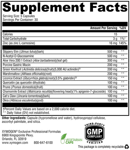 Front label of XYMOGEN GI Balance bottle