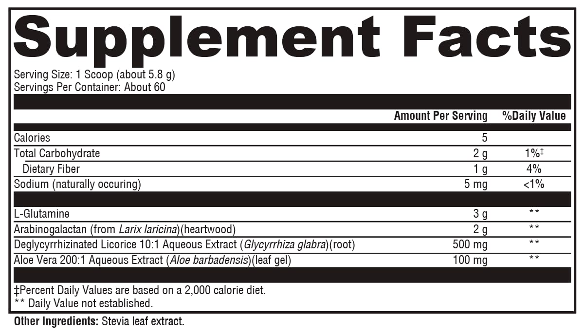L-glutamine for gut support scoop in water