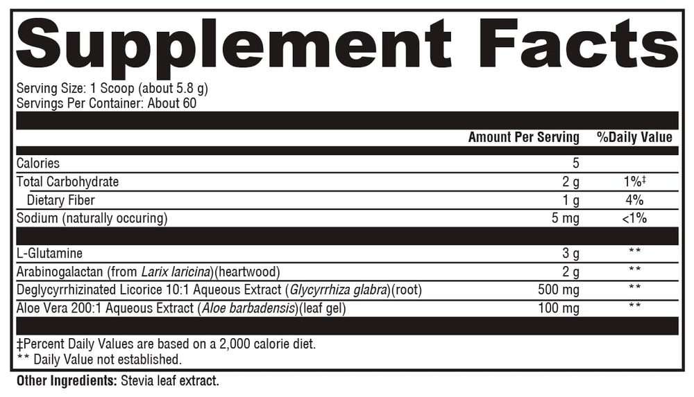L-glutamine for gut support scoop in water