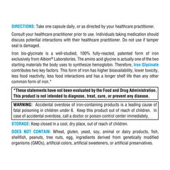 Vegan/vegetarian safe iron glycinate capsules