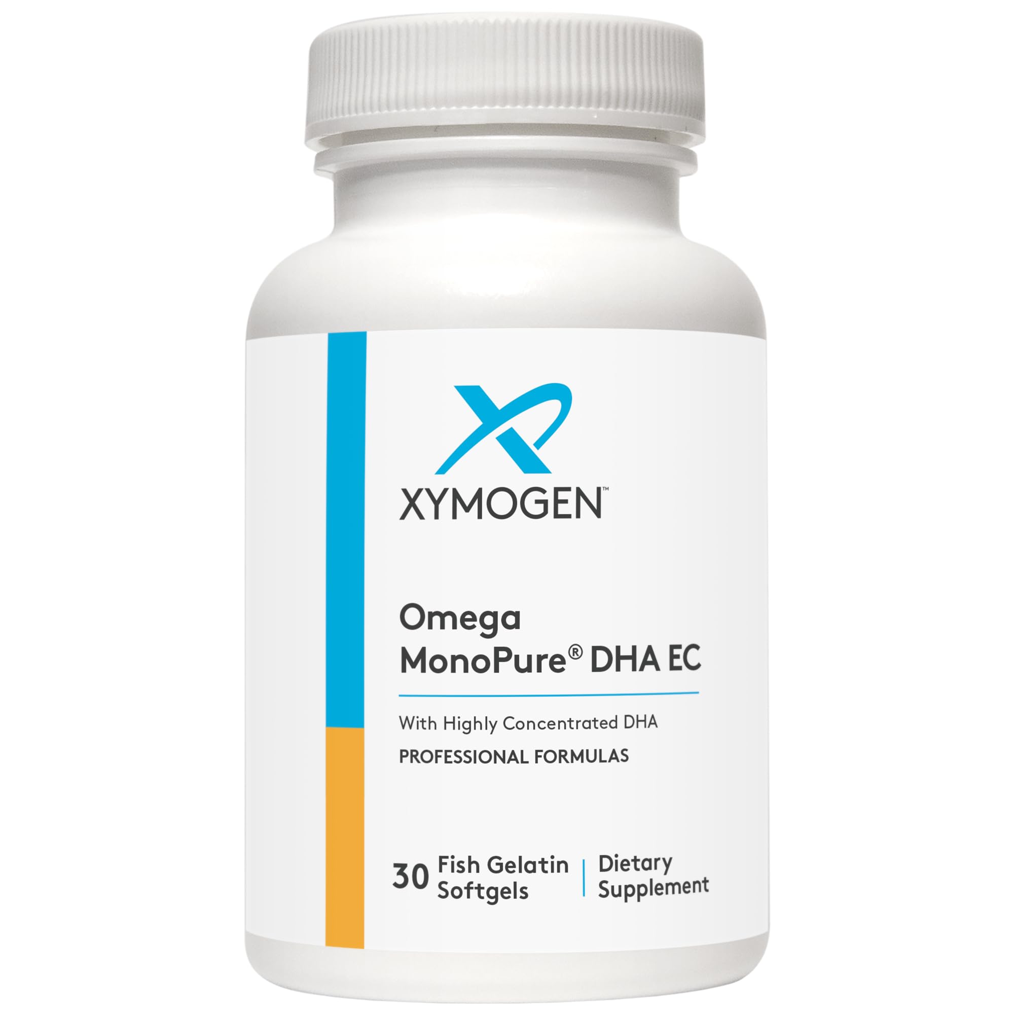 Bottle of XYMOGEN Omega MonoPure DHA EC with label