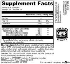 Softgel capsules of XYMOGEN Omega MonoPure DHA EC