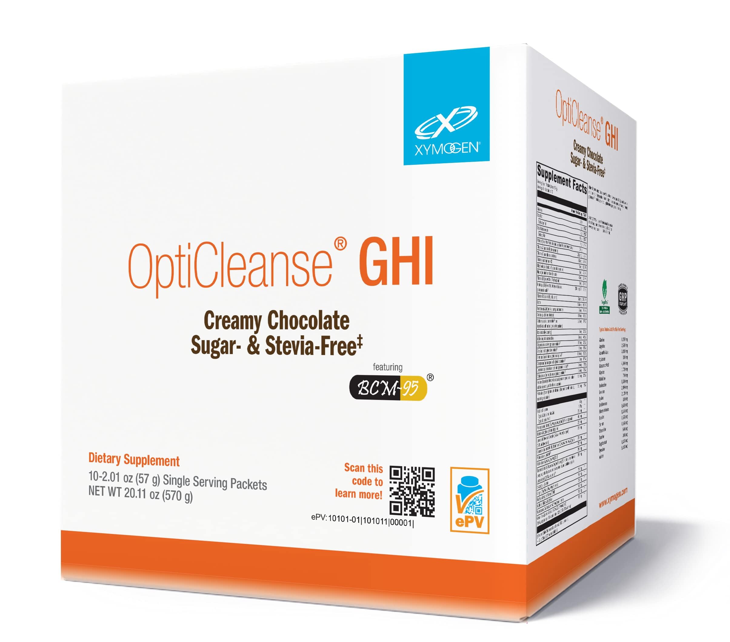 XYMOGEN OptiCleanse GHI detox gut cleanse packets – creamy chocolate flavor