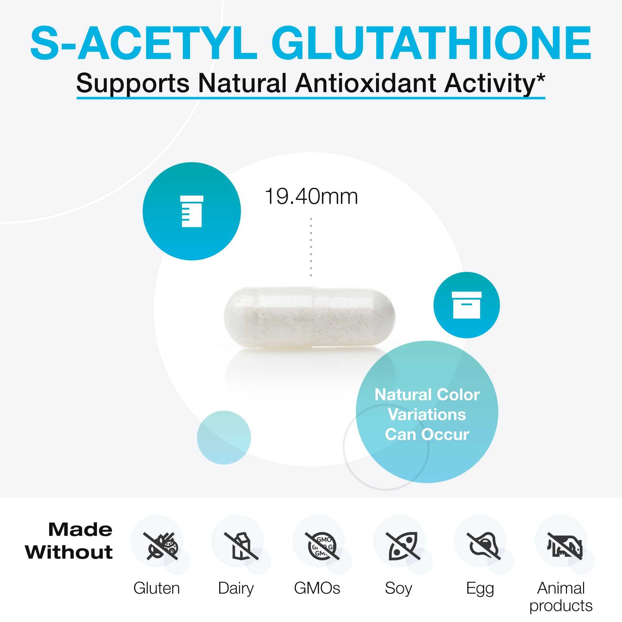 Close-up of acetylated glutathione capsules