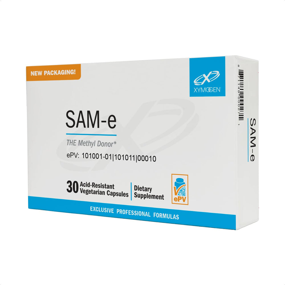 XYMOGEN SAM-e Supplement bottle and capsules for liver support