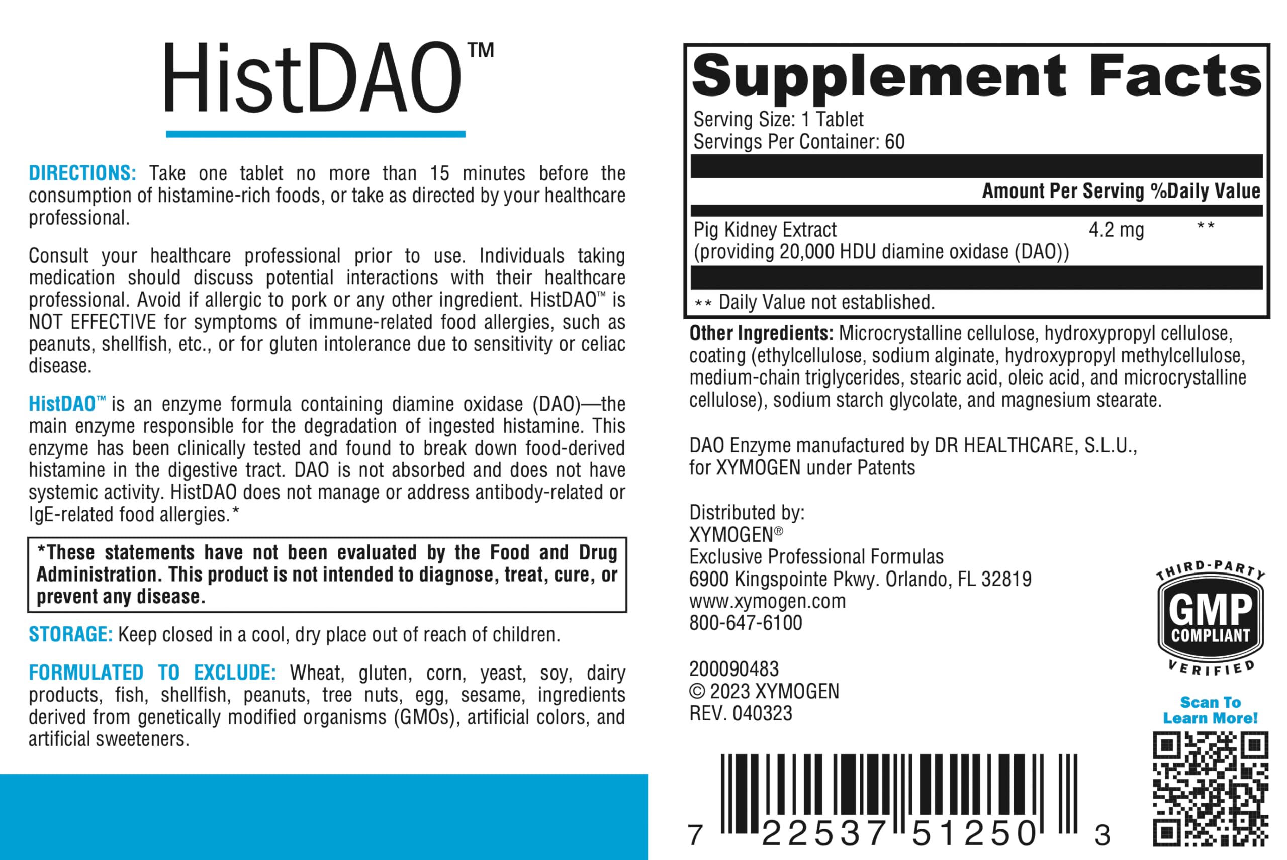 Serving size one HistDAO tablet