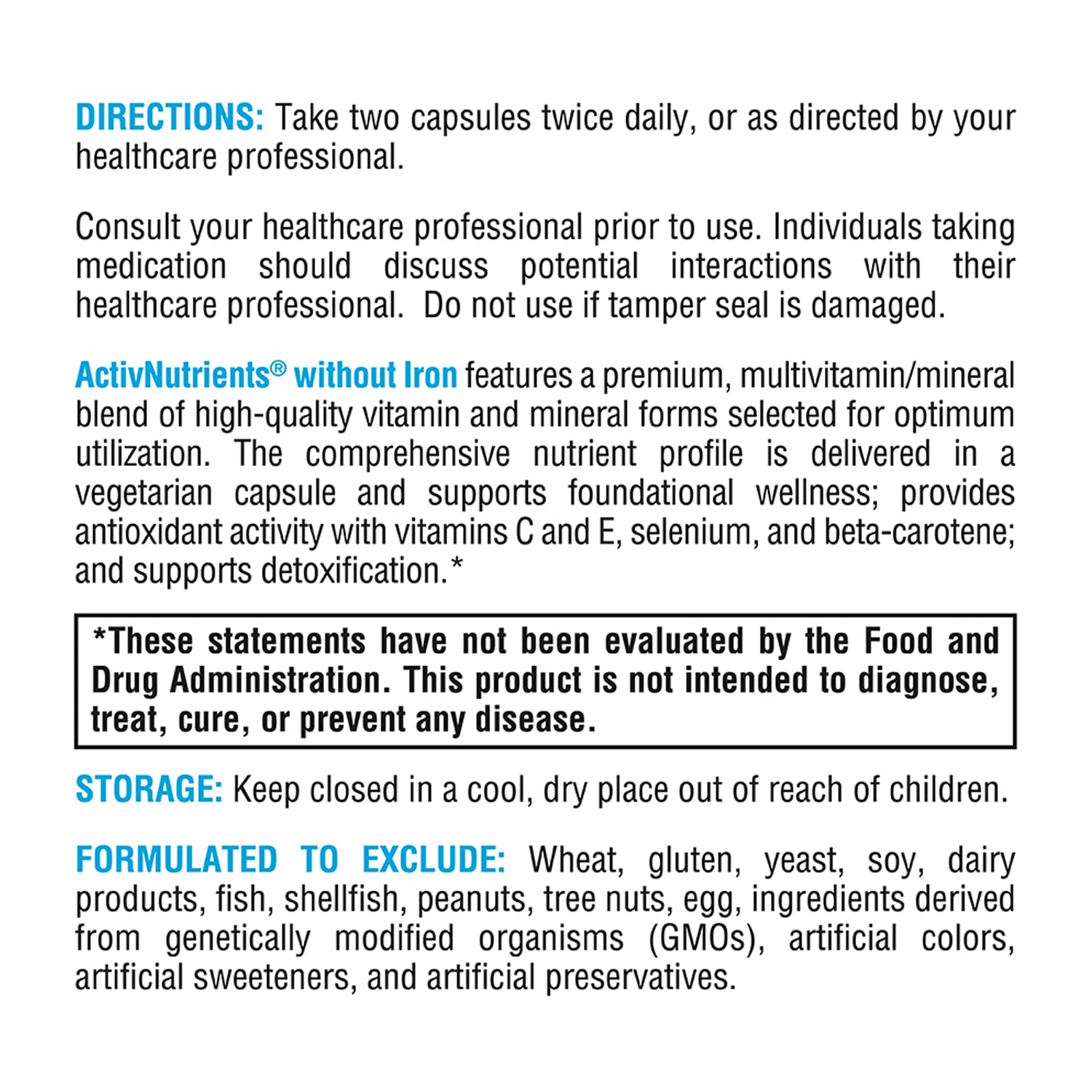 Product packaging shot for ActivNutrients Without Iron