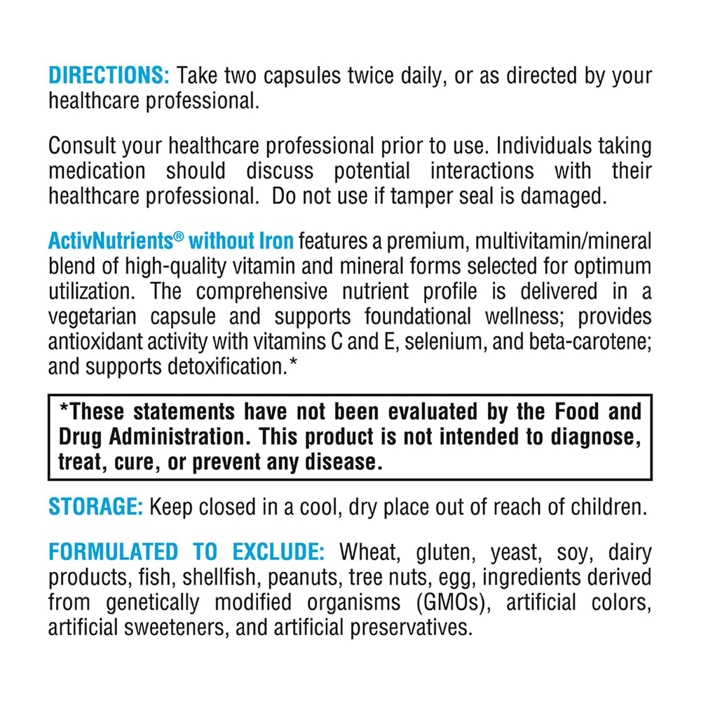 Product packaging shot for ActivNutrients Without Iron