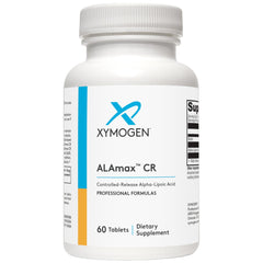 XYMOGEN ALAmax CR bottle front showing 600 mg alpha-lipoic acid for antioxidant support