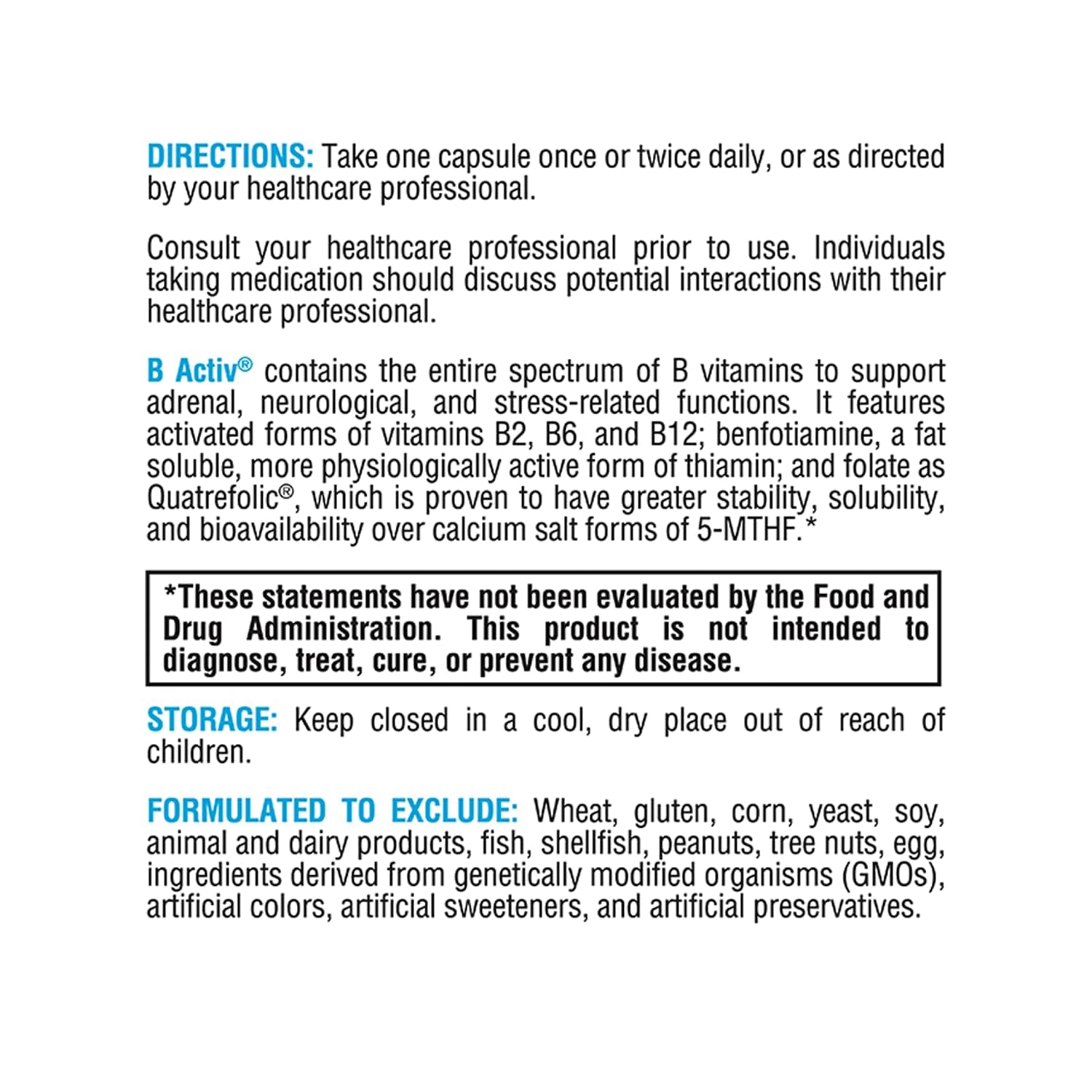 Choline citrate included in XYMOGEN B Activ