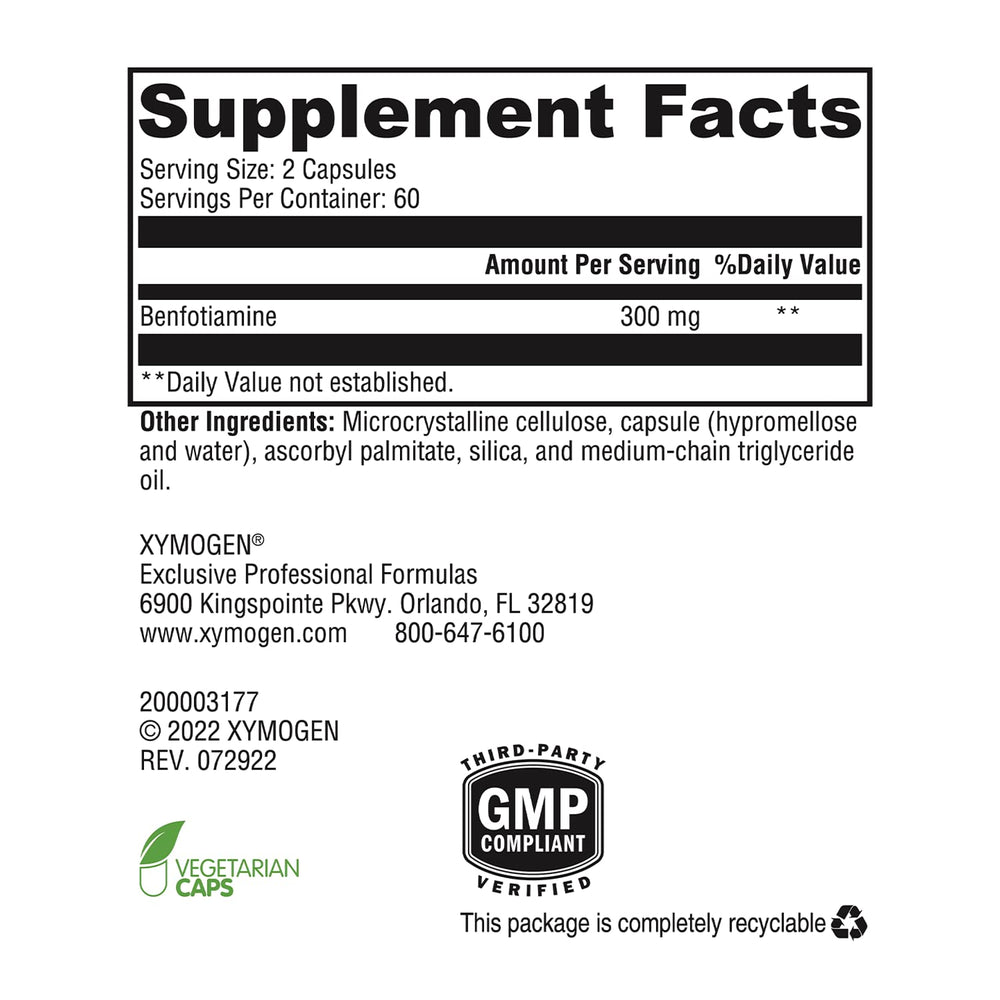 Lifestyle shot of benfotiamine bottle on countertop