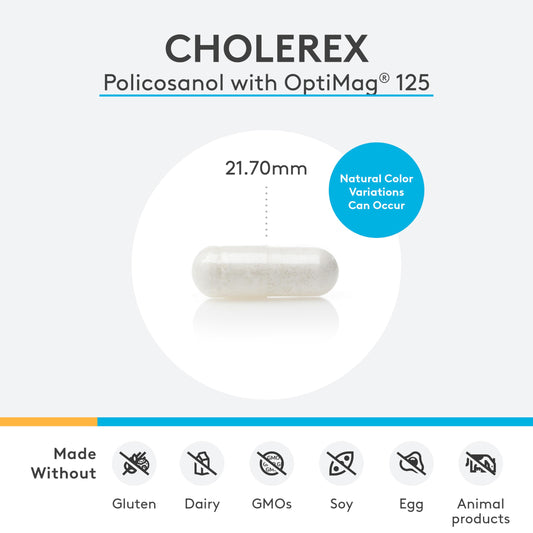 XYMOGEN CholeRex Policosanol 10mg bottle back view