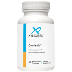 XYMOGEN Cortisolv bottle front with cortisol support label for daily stress support.