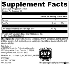 Patented algae-derived DHA formula label