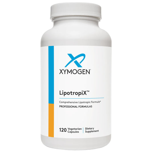 Product bottle front view of XYMOGEN LipotropiX 120 capsules