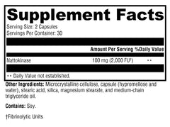 XYMOGEN nattokinase bottle beside glass of water for easy intake