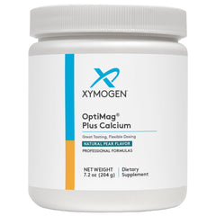 XYMOGEN OptiMag Plus Calcium pear flavor magnesium powder bottle, 7.2 oz
