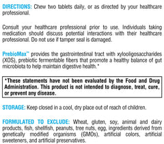 XYMOGEN PrebioMax label detail with ingredients and purity notes