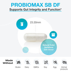 XYMOGEN ProbioMax Sb 35B bottle back label with ingredient details.