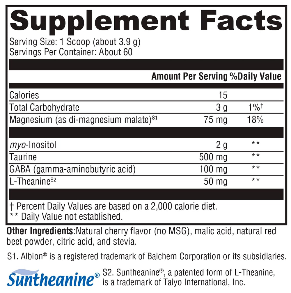 Close up of GABA and L-Theanine ingredients