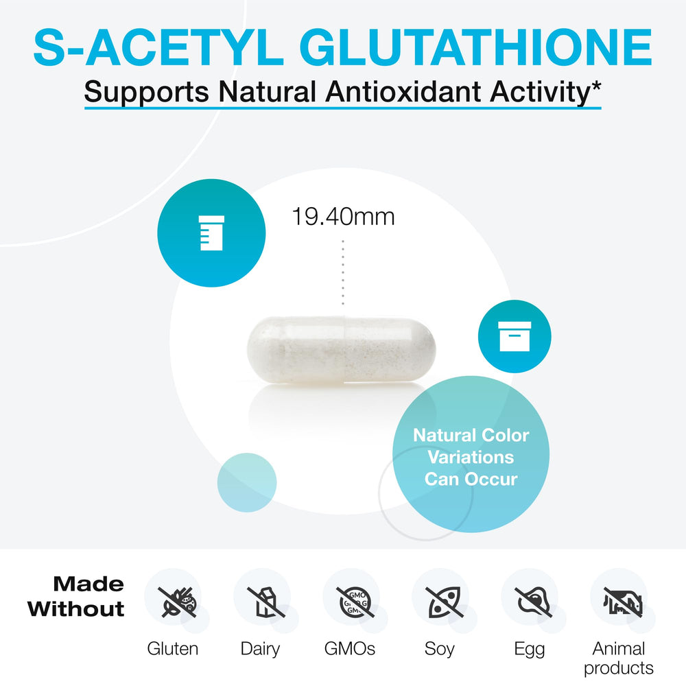 XYMOGEN S Acetyl Glutathione capsules close-up for antioxidant support.