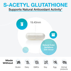 XYMOGEN S Acetyl Glutathione capsules close-up for antioxidant support.
