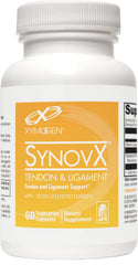Xymogen SynovX Tendon & Ligament bottle displayed for daily on-the-go support.