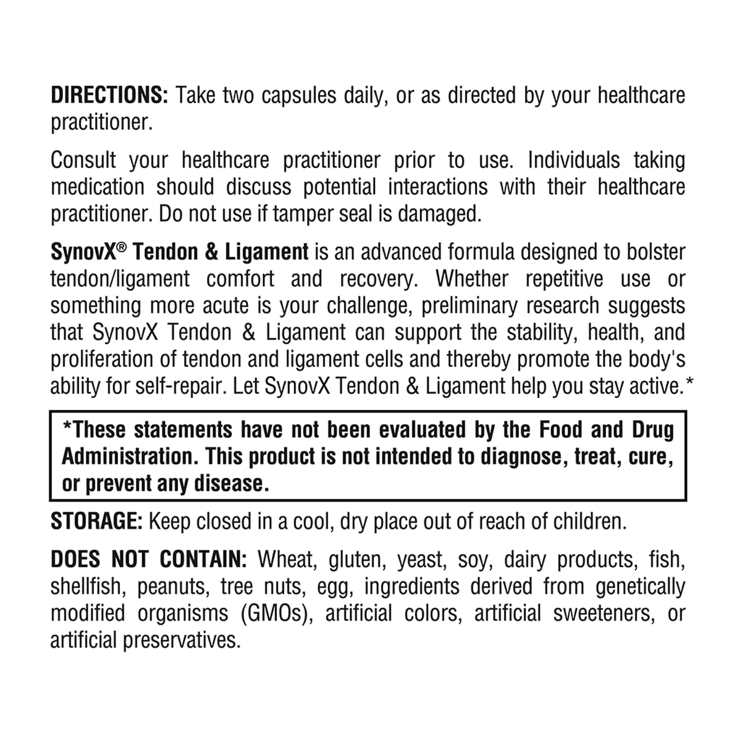 XYMOGEN SynovX Tendon & Ligament packaging image