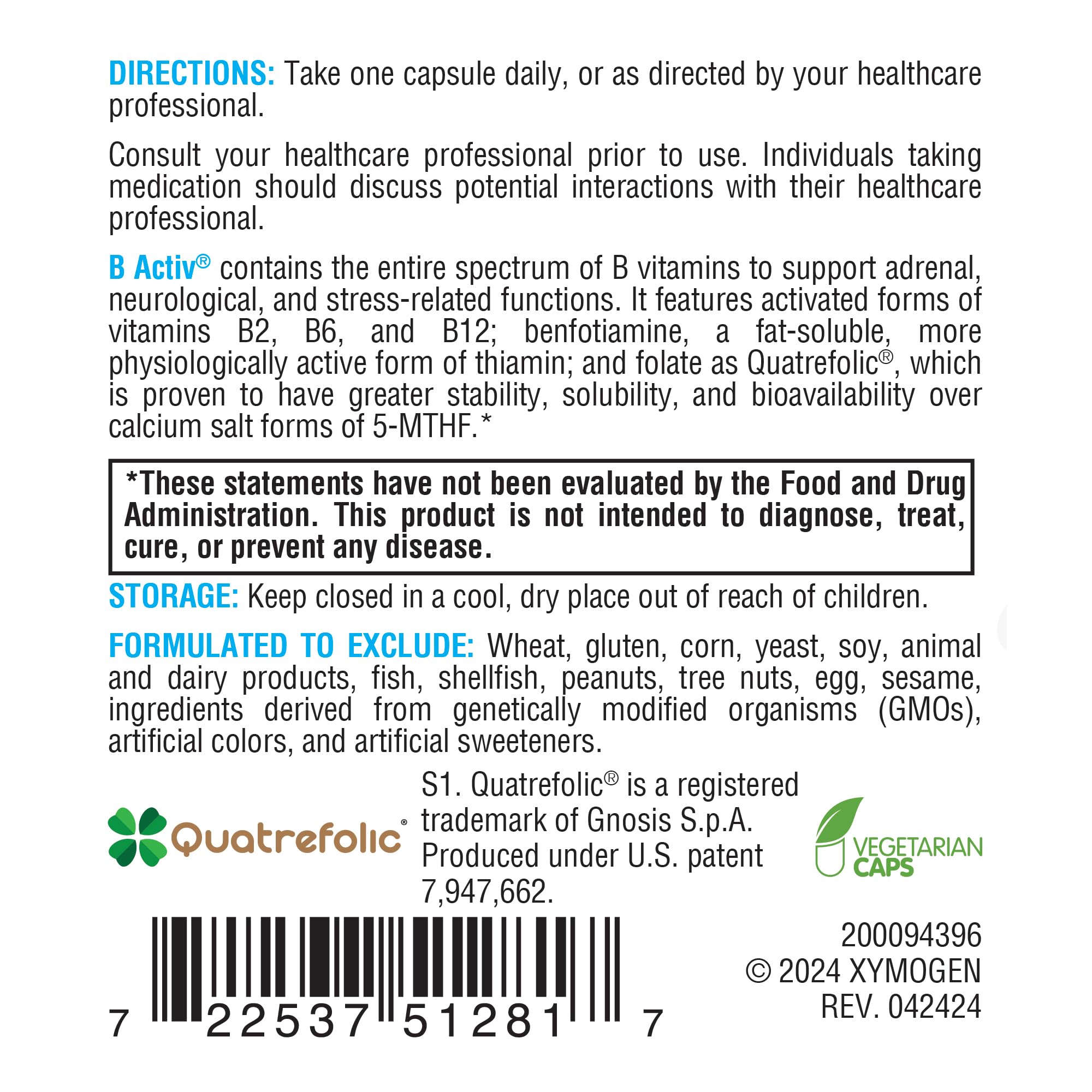 Vitamin B6 as P-5-P in B Activ formula