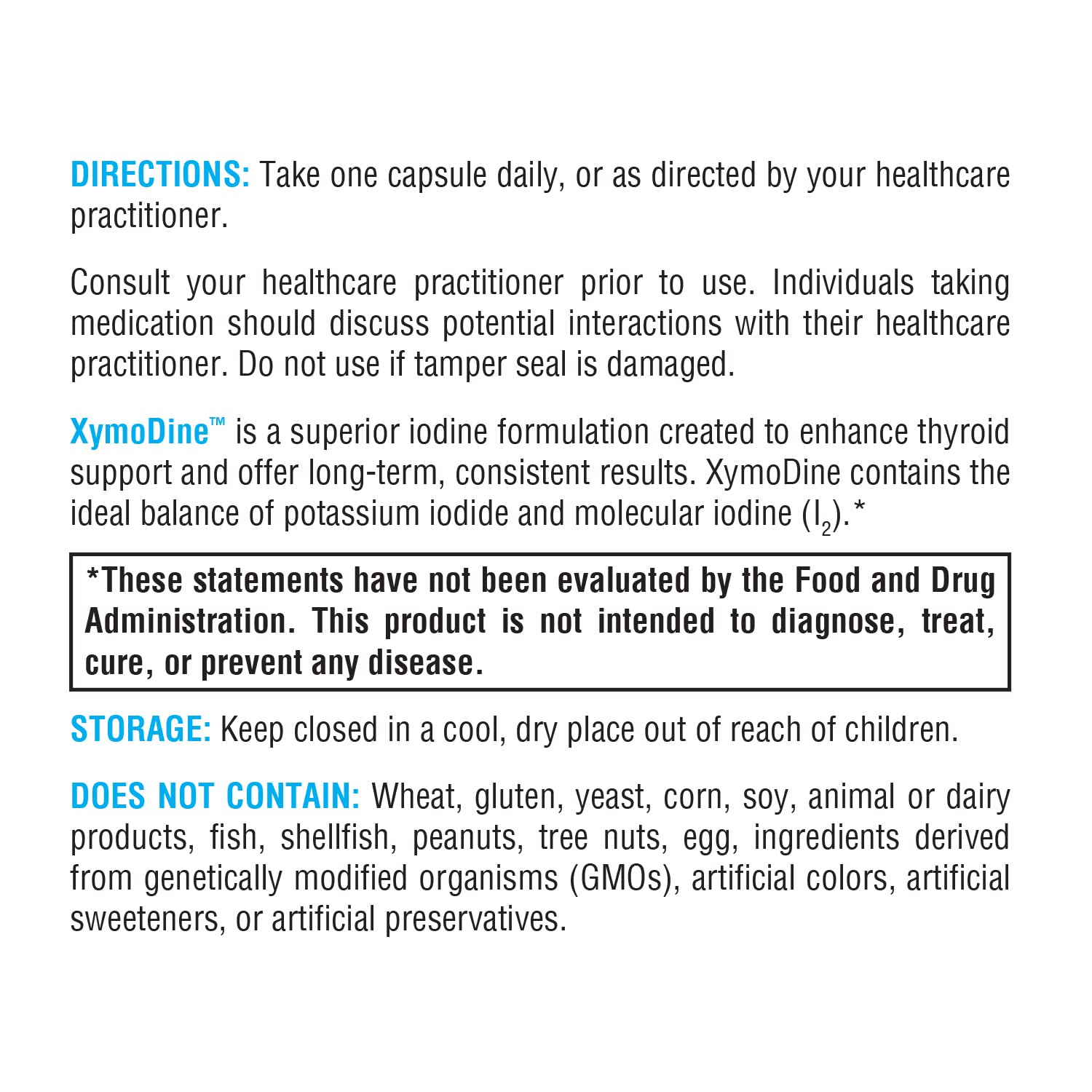 Front view of XYMOGEN XymoDine iodine bottle