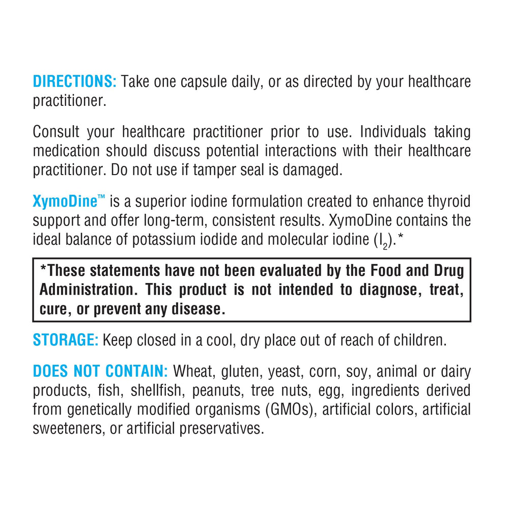 Front view of XYMOGEN XymoDine iodine bottle